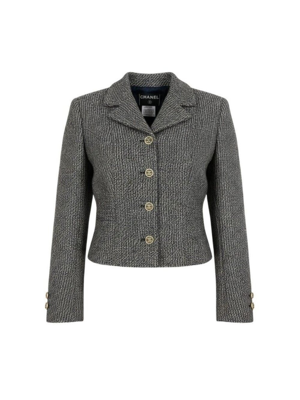 Chanel 01A CC Logo Short Length Tweed Jacket CC Cropped